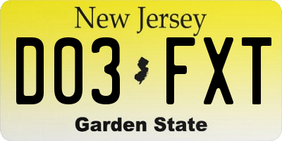 NJ license plate D03FXT