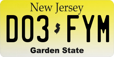 NJ license plate D03FYM