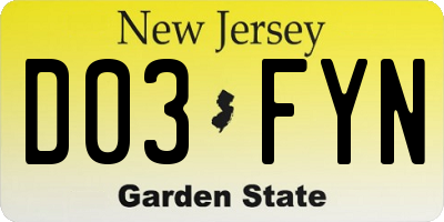 NJ license plate D03FYN