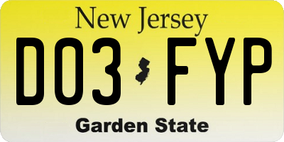 NJ license plate D03FYP