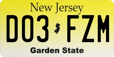 NJ license plate D03FZM