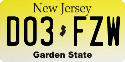 NJ license plate D03FZW