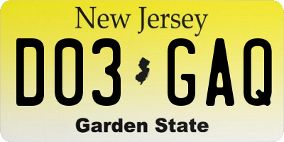 NJ license plate D03GAQ