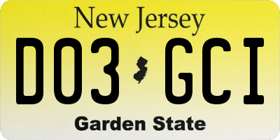 NJ license plate D03GCI