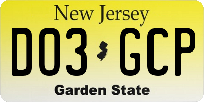 NJ license plate D03GCP