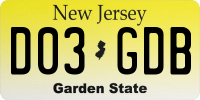 NJ license plate D03GDB