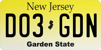 NJ license plate D03GDN