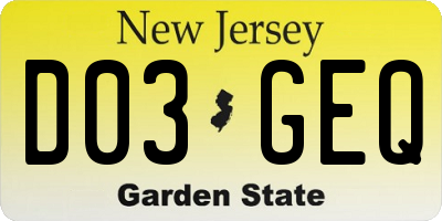 NJ license plate D03GEQ