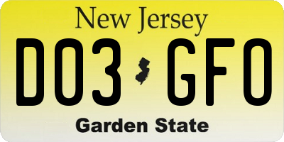 NJ license plate D03GFO