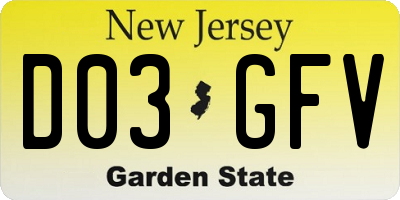 NJ license plate D03GFV