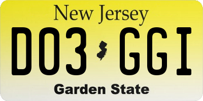 NJ license plate D03GGI