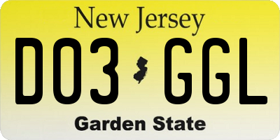 NJ license plate D03GGL