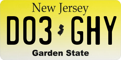 NJ license plate D03GHY