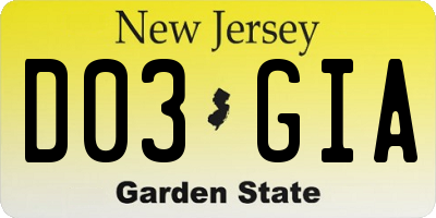 NJ license plate D03GIA