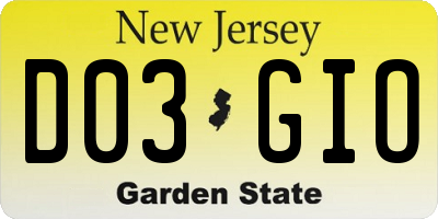 NJ license plate D03GIO