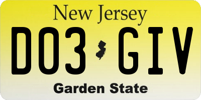 NJ license plate D03GIV