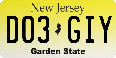 NJ license plate D03GIY