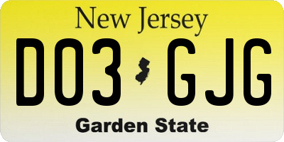 NJ license plate D03GJG