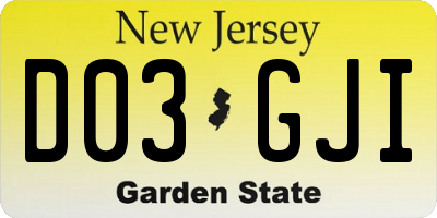 NJ license plate D03GJI
