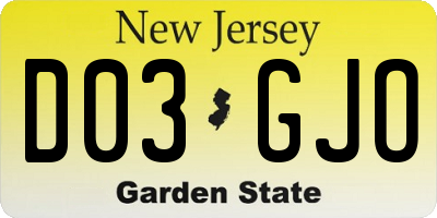 NJ license plate D03GJO