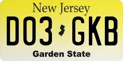 NJ license plate D03GKB