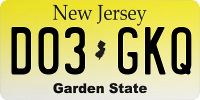 NJ license plate D03GKQ