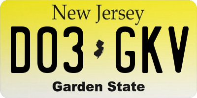 NJ license plate D03GKV