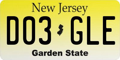 NJ license plate D03GLE