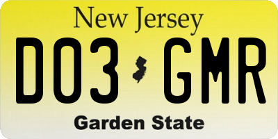 NJ license plate D03GMR
