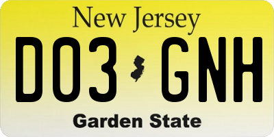 NJ license plate D03GNH