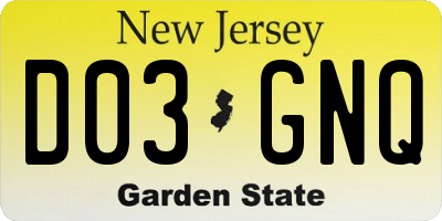 NJ license plate D03GNQ