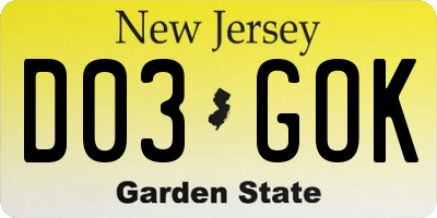 NJ license plate D03GOK