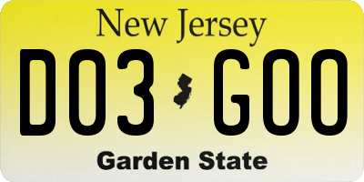 NJ license plate D03GOO
