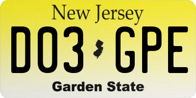 NJ license plate D03GPE