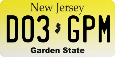 NJ license plate D03GPM