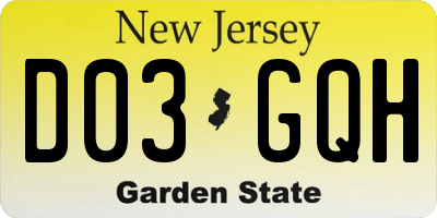 NJ license plate D03GQH