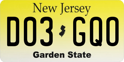 NJ license plate D03GQO