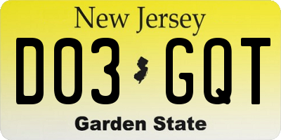 NJ license plate D03GQT