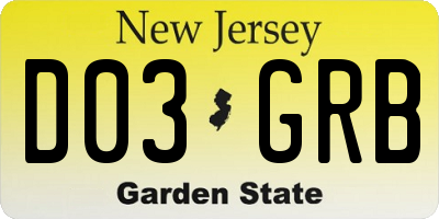 NJ license plate D03GRB