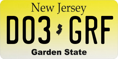 NJ license plate D03GRF