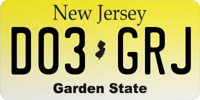 NJ license plate D03GRJ