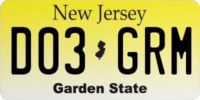 NJ license plate D03GRM