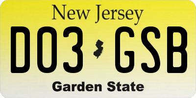 NJ license plate D03GSB