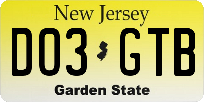 NJ license plate D03GTB