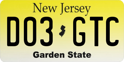 NJ license plate D03GTC