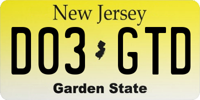 NJ license plate D03GTD