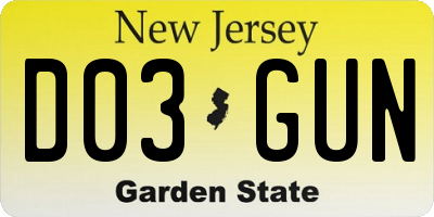 NJ license plate D03GUN