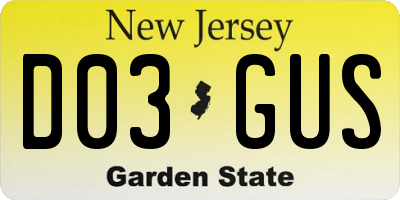 NJ license plate D03GUS