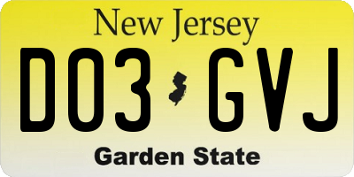NJ license plate D03GVJ