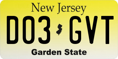 NJ license plate D03GVT